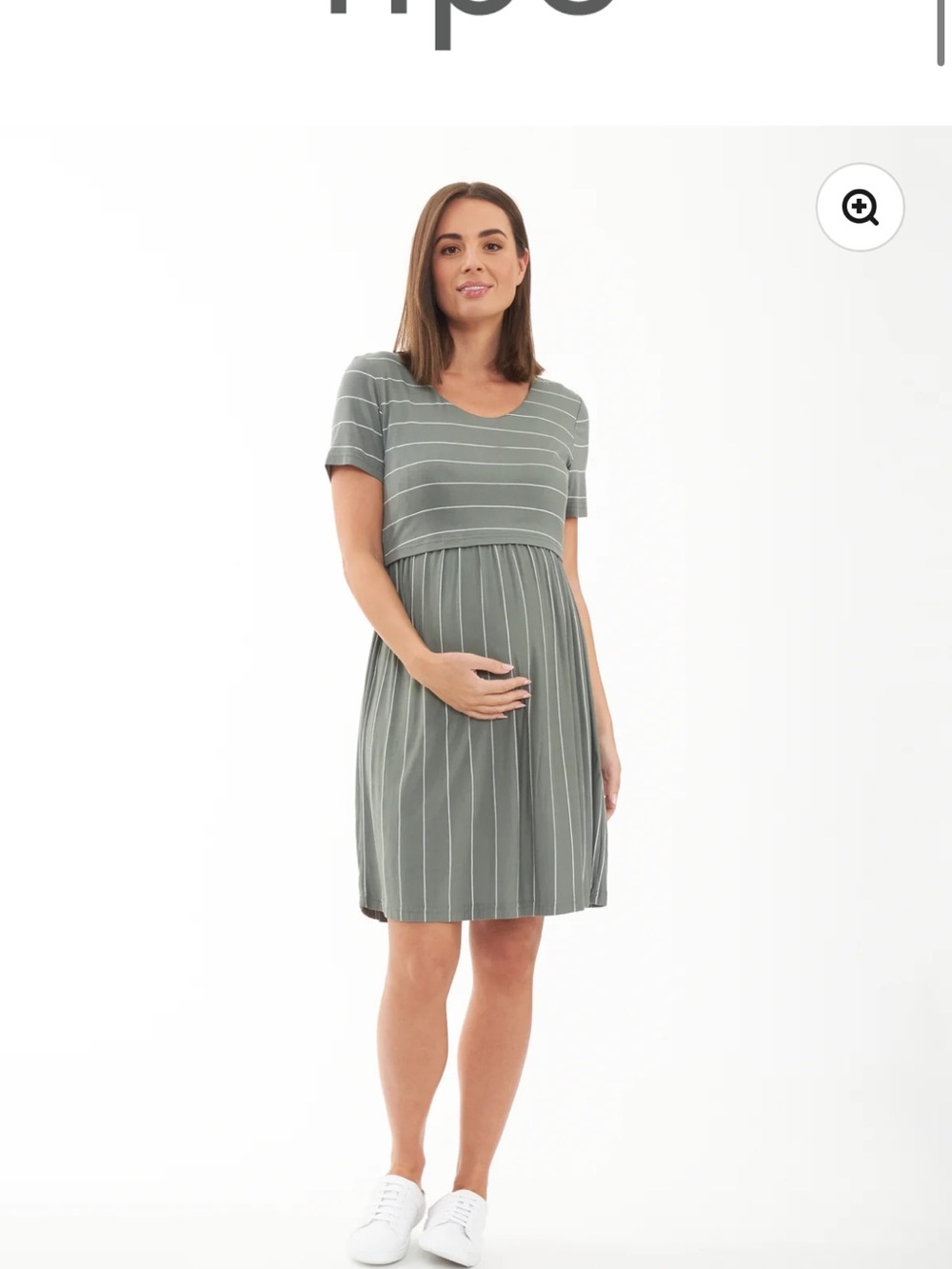 RIPE Maternity Olive Green Stripe Nursing Dress
